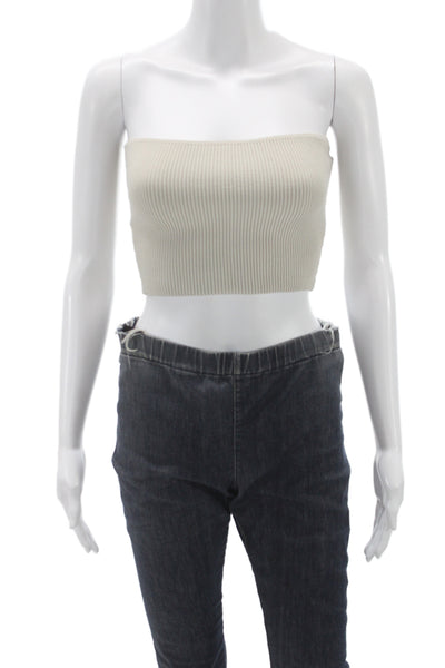 Babaton Womens Beige Off Shoulder Sleeveless Tank Basic Nylon Size XS