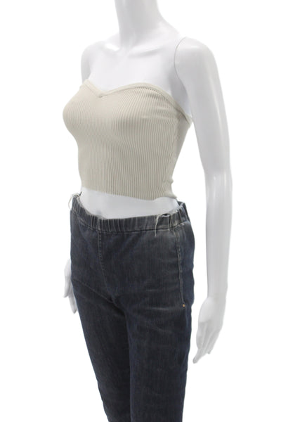 Babaton Women Cropped Tank Sweetheart Neckline Sleeveless Beige Pullover Size XS
