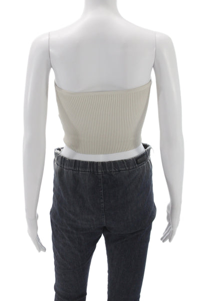 Babaton Women Cropped Tank Sweetheart Neckline Sleeveless Beige Pullover Size XS