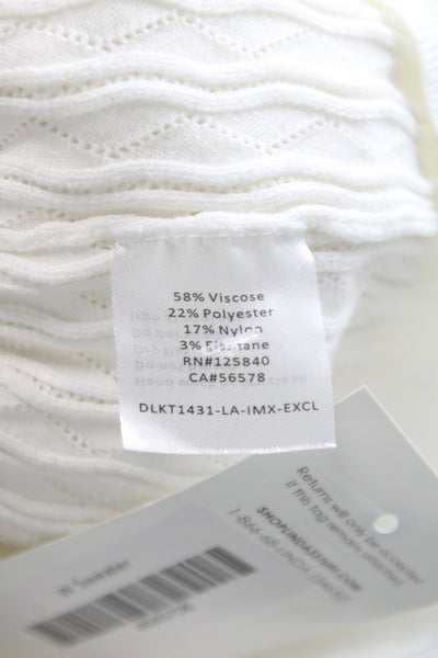 Intermix Women Pullover Sweater Collared Short Sleeve White Size S
