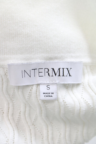 Intermix Women Pullover Sweater Collared Short Sleeve White Size S
