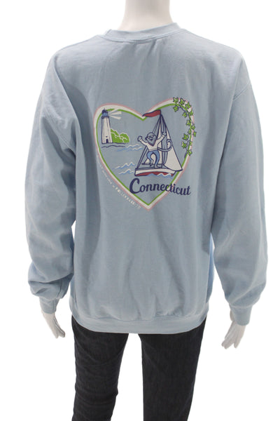 Roller Rabbit Womens Pullover Sweatshirt Blue Crew Neck Long Sleeve Size M