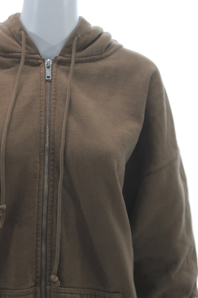 Brandy Melville Womens Brown Full Zip Hoodie 66% Cotton Size One Size