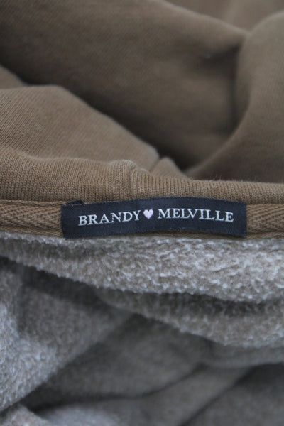 Brandy Melville Womens Brown Full Zip Hoodie 66% Cotton Size One Size