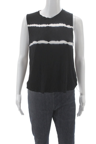 Project Social T Womens Jersey Tank Sleeveless Black Striped Crew Neck Size L