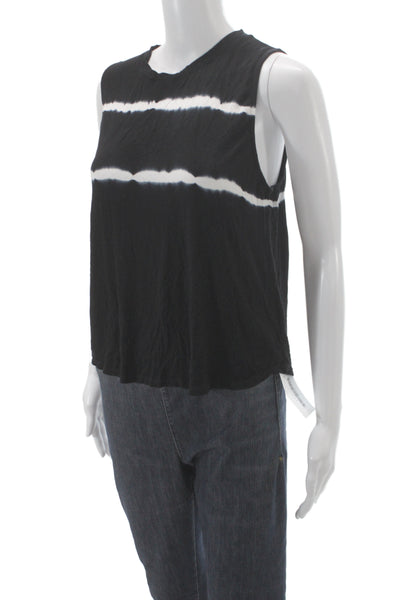 Project Social T Womens Jersey Tank Sleeveless Black Striped Crew Neck Size L