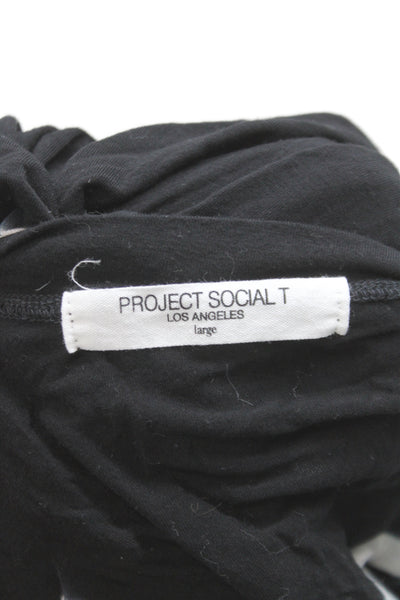 Project Social T Womens Jersey Tank Sleeveless Black Striped Crew Neck Size L