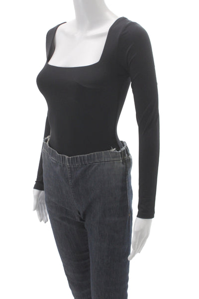Babaton Womens Square Neck Long Sleeve One Piece Bodysuit Black Size XS