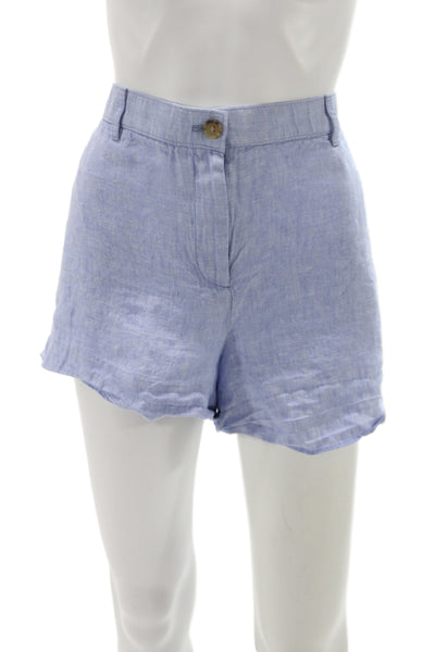 J Crew Women Chino Shorts Blue Linen Summer Casual Size L