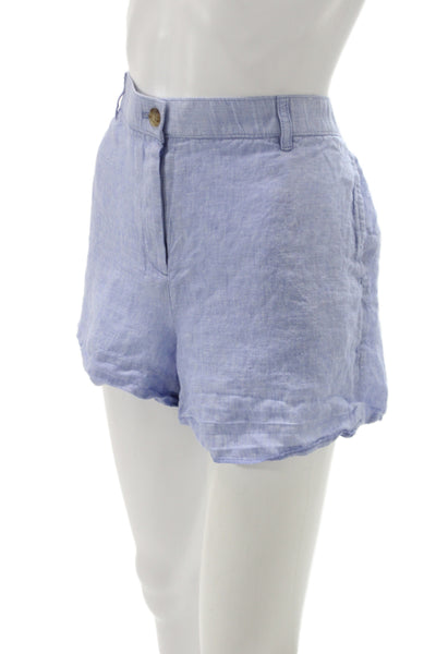 J Crew Women Chino Shorts Blue Linen Summer Casual Size L