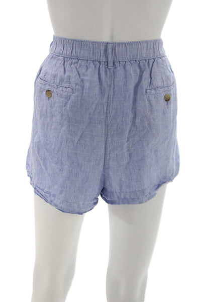 J Crew Women Chino Shorts Blue Linen Summer Casual Size L