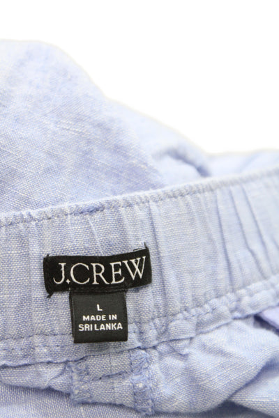J Crew Women Chino Shorts Blue Linen Summer Casual Size L