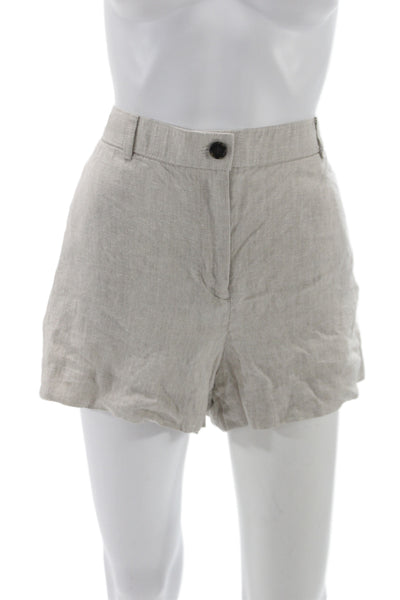 J Crew Women Casual Linen Shorts Beige Button Size L