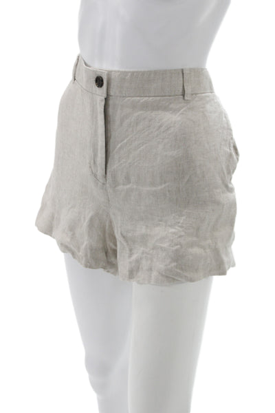 J Crew Women Casual Linen Shorts Beige Button Size L