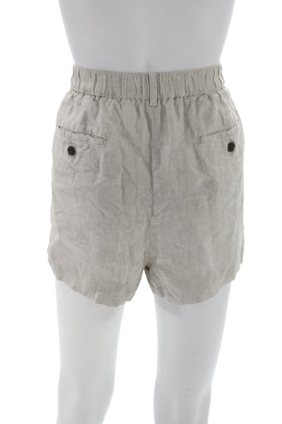 J Crew Women Casual Linen Shorts Beige Button Size L