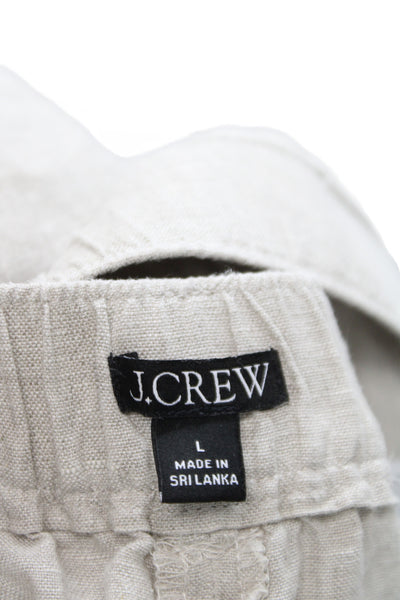 J Crew Women Casual Linen Shorts Beige Button Size L