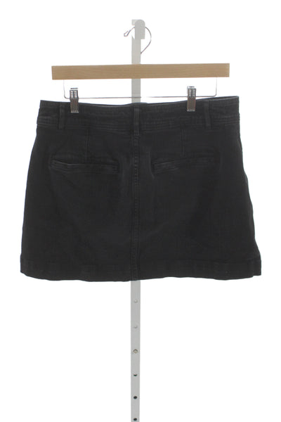 Madewell Womens A-Line Mini Skirt Black Button Cotton Size 12