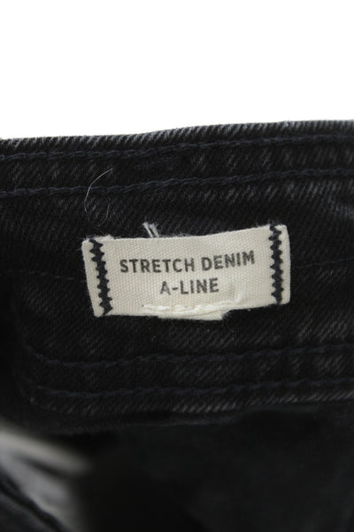 Madewell Womens A-Line Mini Skirt Black Button Cotton Size 12