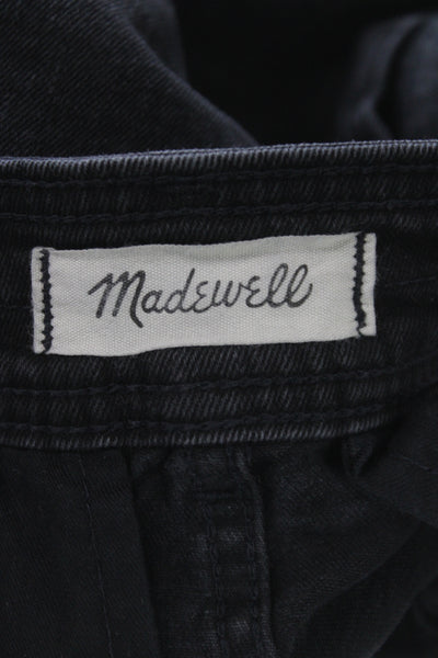 Madewell Womens A-Line Mini Skirt Black Button Cotton Size 12