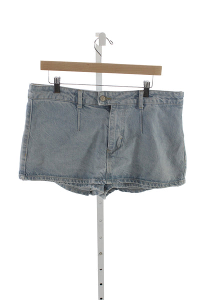We The Free Women Cut-Off Mini Skort Blue Button Cotton Casual Size 31