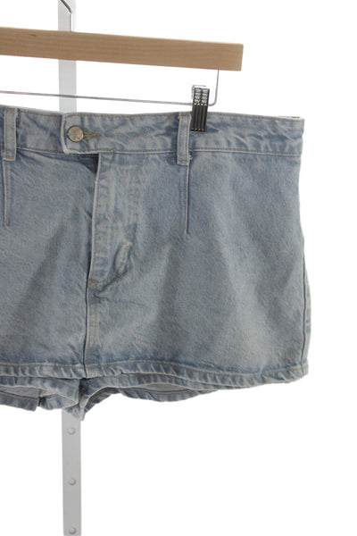 We The Free Women Cut-Off Mini Skort Blue Button Cotton Casual Size 31