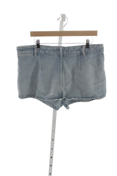 We The Free Women Cut-Off Mini Skort Blue Button Cotton Casual Size 31