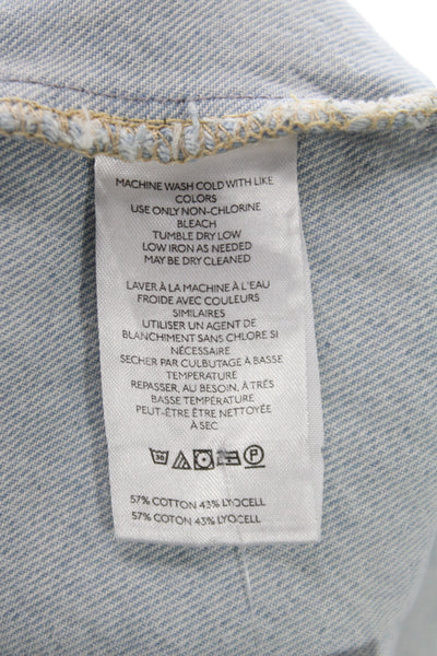 We The Free Women Cut-Off Mini Skort Blue Button Cotton Casual Size 31
