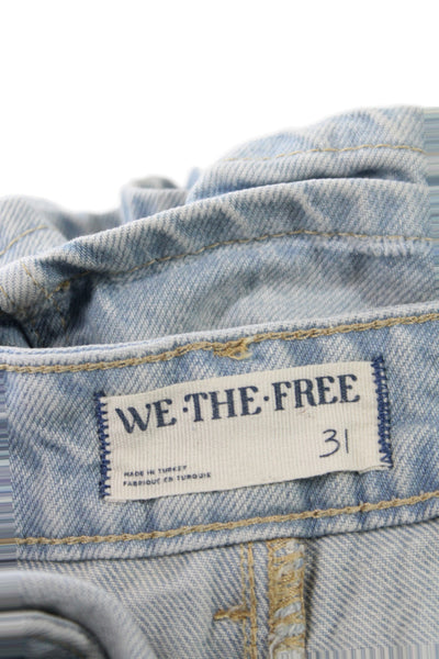 We The Free Women Cut-Off Mini Skort Blue Button Cotton Casual Size 31