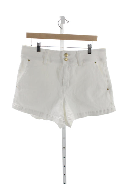 J Crew Womens Chino Shorts White Button Cotton Casual Size 31