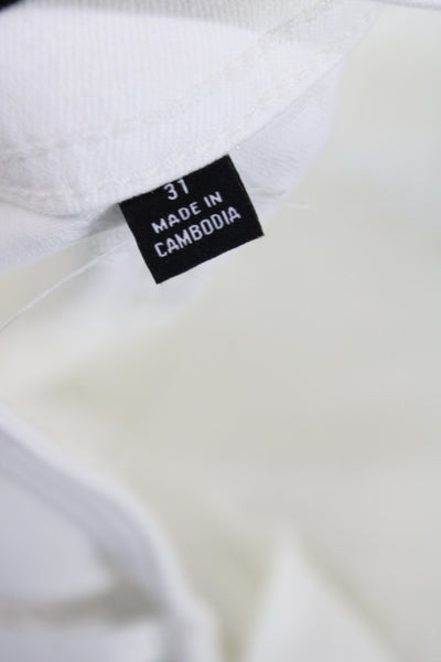 J Crew Womens Chino Shorts White Button Cotton Casual Size 31