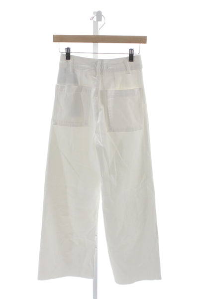 Zara Women Wide-Leg White High Rise Cotton Jeans Size 4