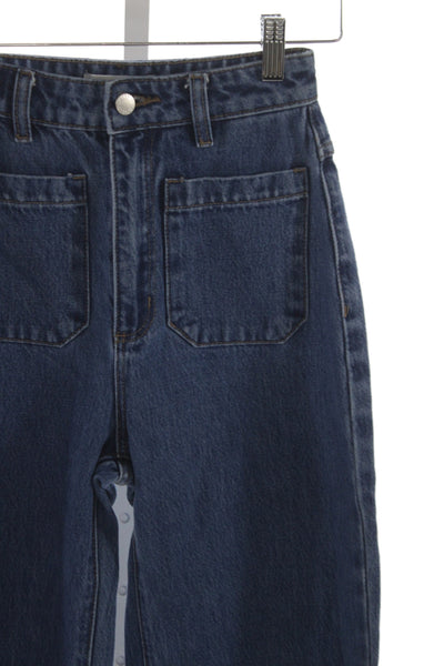 Rollas Women Wide Leg Jeans High Rise Blue 100% Cotton Size 24