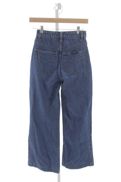 Rollas Women Wide Leg Jeans High Rise Blue 100% Cotton Size 24