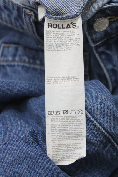 Rollas Women Wide Leg Jeans High Rise Blue 100% Cotton Size 24