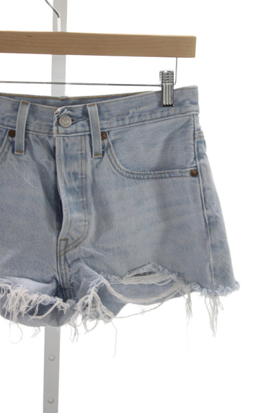 Levi Strauss & Co Womens Blue Cut-Off Cotton Shorts Size 26
