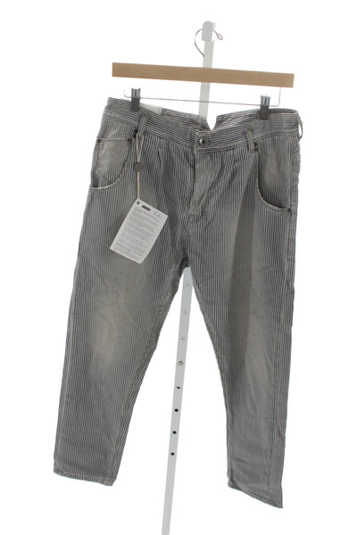 Novemb3r Mens Chino Pants Gray Striped Button Mid Rise Size 27