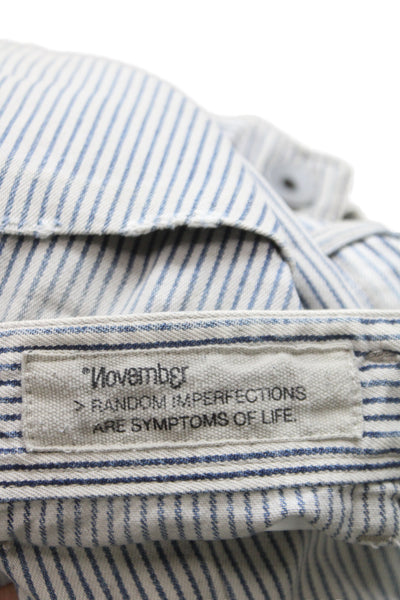 Novemb3r Mens Chino Pants Gray Striped Button Mid Rise Size 27