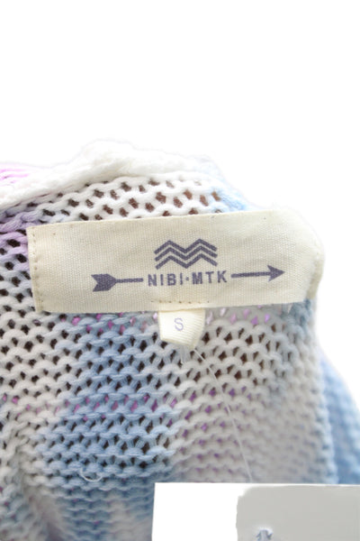NIBI-MTK Womens Pullover Sweater Tie Dye Blue Cotton Size S