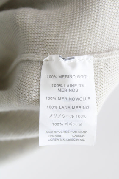 J Crew Women Merino Wool Crew Neck Sweater Beige Pullover Size S