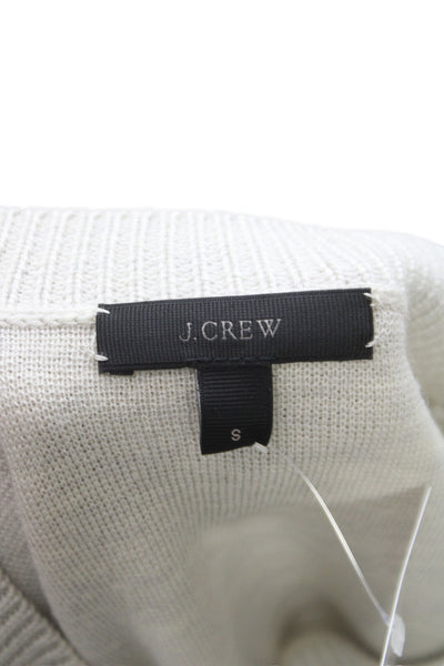 J Crew Women Merino Wool Crew Neck Sweater Beige Pullover Size S