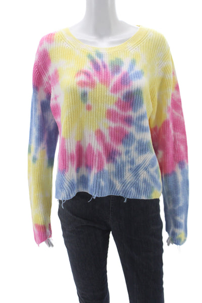 Raffi Womens Tie Dye Pullover Sweater Scoop Neck Long Sleeve Multicolor Size L