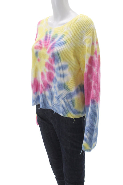 Raffi Womens Tie Dye Pullover Sweater Scoop Neck Long Sleeve Multicolor Size L