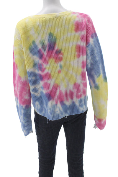 Raffi Womens Tie Dye Pullover Sweater Scoop Neck Long Sleeve Multicolor Size L