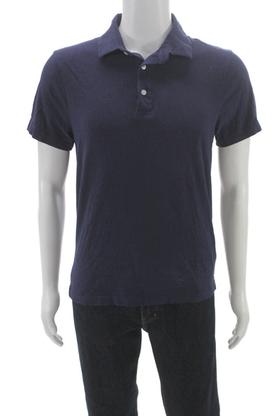 J Crew Mens Blue Polo 100% Cotton Short Sleeve Collared Shirt Size S