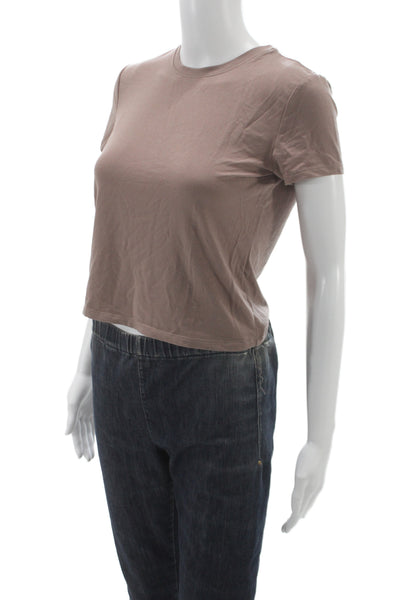 Babaton Womens Basic Brown Tencel Crew Neck Short Sleeve T-Shirt Size XS