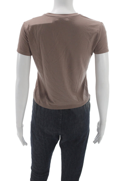 Babaton Womens Basic Brown Tencel Crew Neck Short Sleeve T-Shirt Size XS