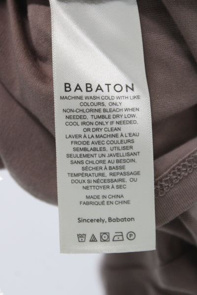 Babaton Womens Basic Brown Tencel Crew Neck Short Sleeve T-Shirt Size XS