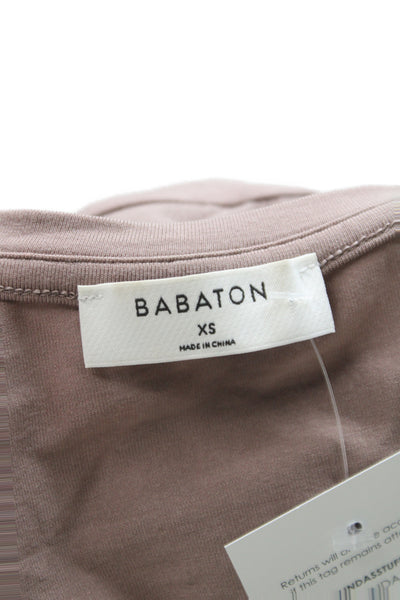 Babaton Womens Basic Brown Tencel Crew Neck Short Sleeve T-Shirt Size XS