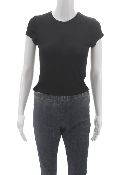 Agolde Women Basic Black T-Shirt Crew Neck Short Sleeve Viscose Size S