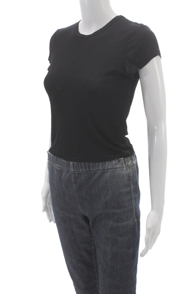 Agolde Women Basic Black T-Shirt Crew Neck Short Sleeve Viscose Size S